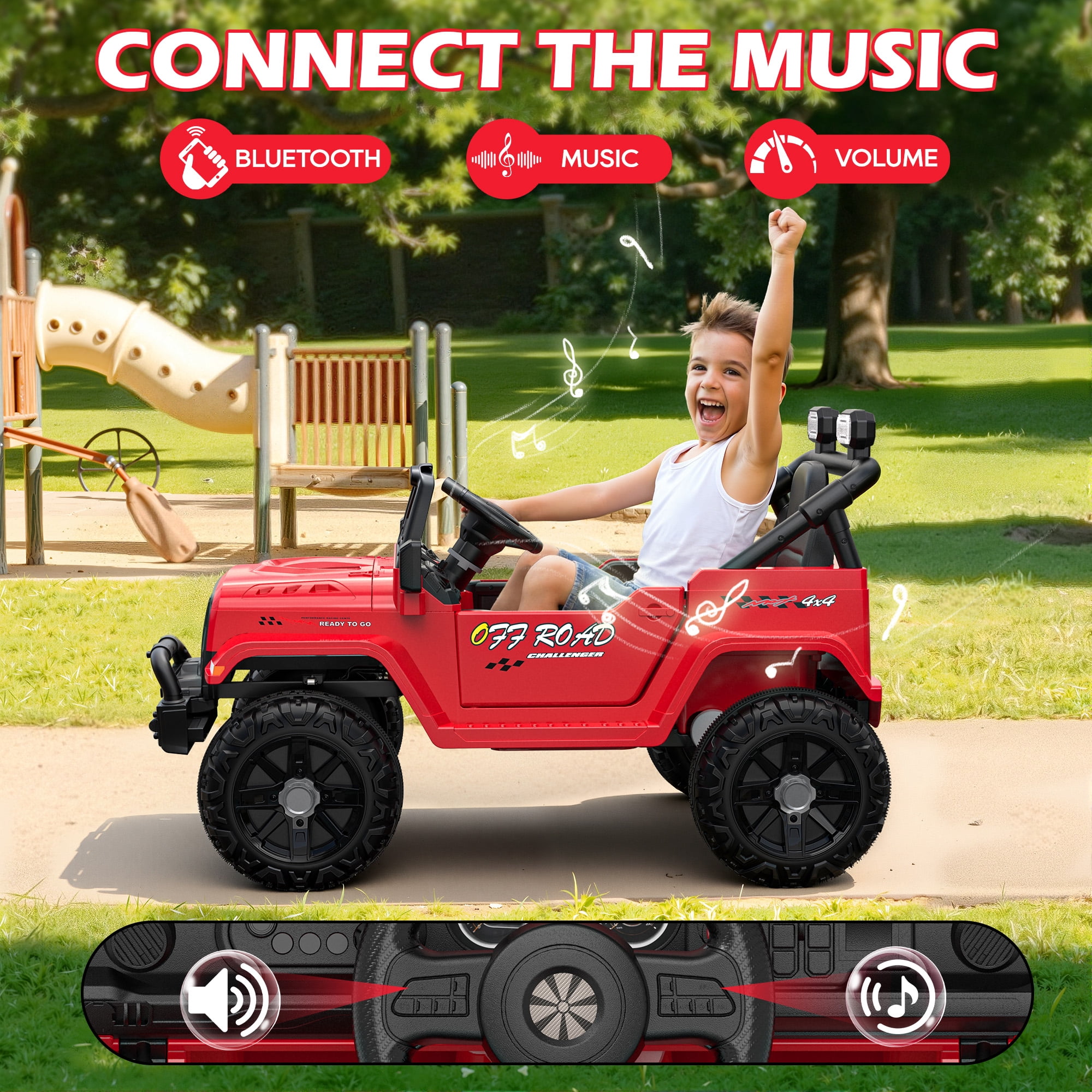 East doll 12V Ride on Toys for Toddlers, Electric Car for Kids, Kids Car with Remote Control, Bluetooth, Music, 3 Speeds for Kids Gifts, Red