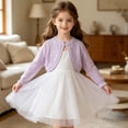thumbnail image 4 of WQNVRNR Girls Button Cardigan- Lightweight Fashion Cute Fall Long Sleeve Casual Tops Purple Size 4, 4 of 7