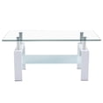 thumbnail image 5 of Veryke Modern Glass Coffee Table with Lower Shelf, Rectangle Center Table for Living Room, White, 5 of 7