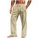 thumbnail image 2 of Pantalones casuales de longitud completa para hombre, color sólido, bolsillo, cintura elástica, rectos, de poliéster., 2 of 8