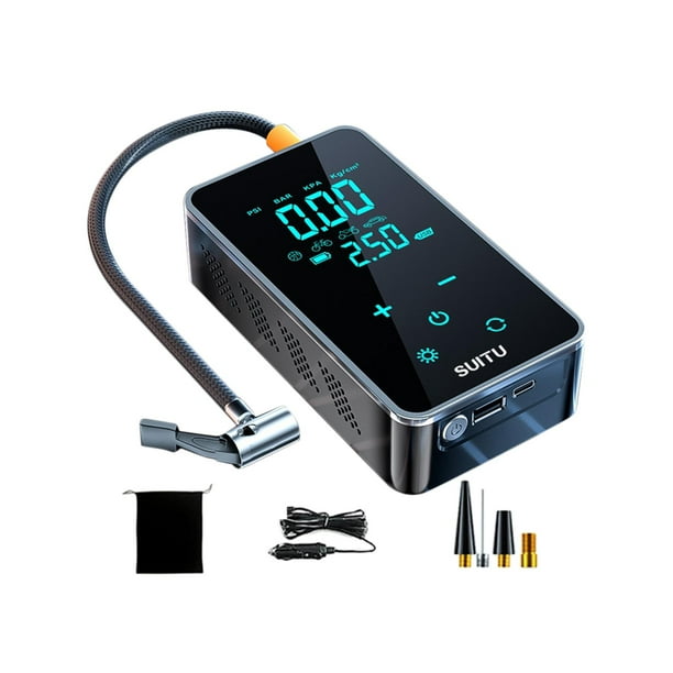 Bomba de neumáticos Inflador de neumáticos recargable compacto con cable 7,4 V parada de carga coches inflado pantalla táctil bomba inflable de neumát