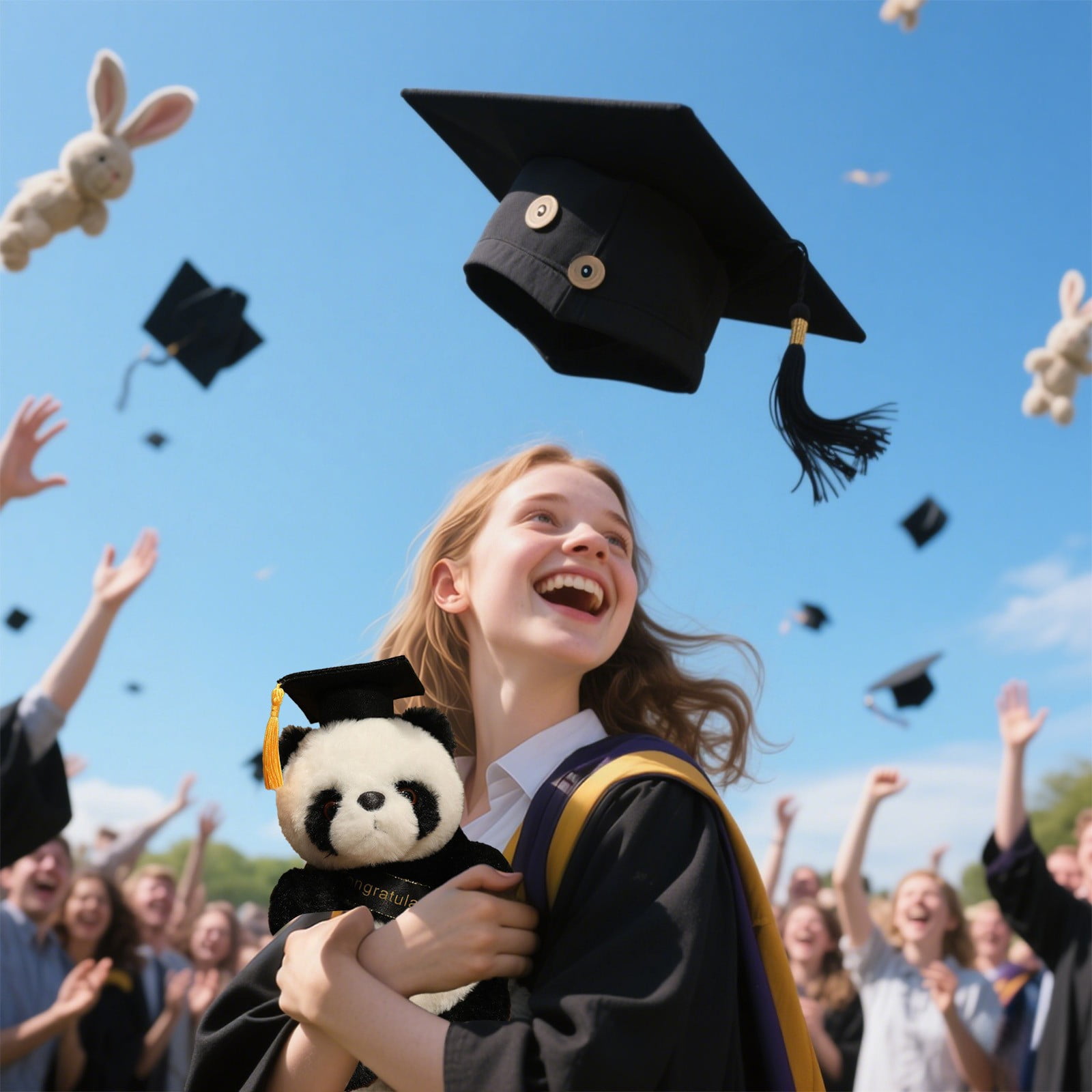 JilgTeok 3 Packs Graduation Panda Doll with Hat Doll 2025 Graduation Plush Keepsake Gift Adorable Celebration Souvenir Home Decoration 4.7inch
