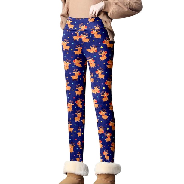 Leggins térmicos Gibobby informales de Navidad Mujer pantalones capri con cintura elástica entrenamiento estampados (Azul, S)