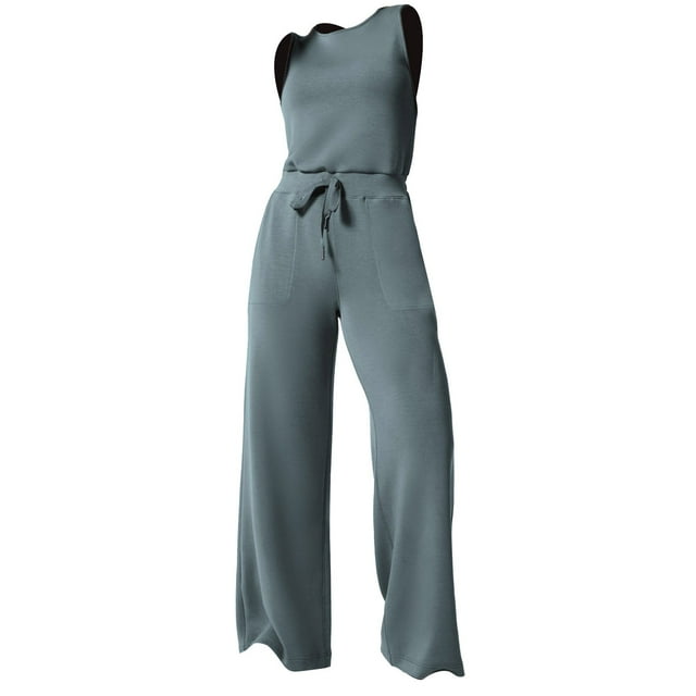 Summer Button Lace Up Cute Fall Jumpsuits for Women Short Sleeve Light Rip Jumpsuit Plus Size Women Straight Jumpsuit