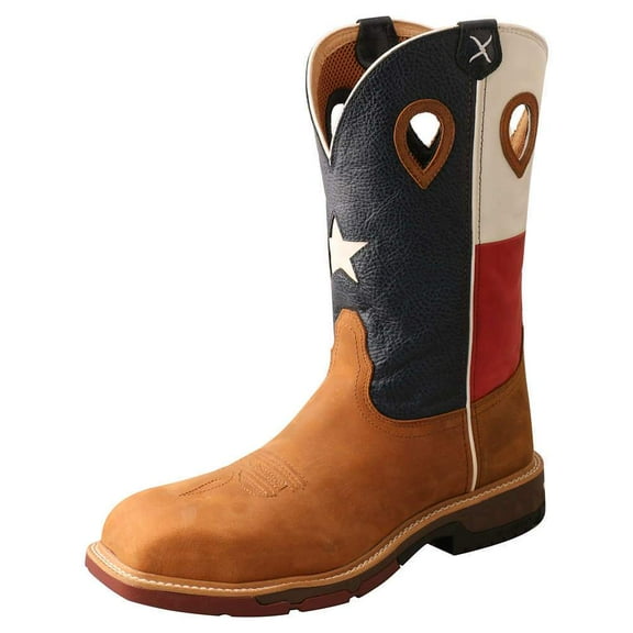 Twisted X Men's Texas Flag Western Work Boot Nano Composite Toe Lt Brown 13 D(M) US