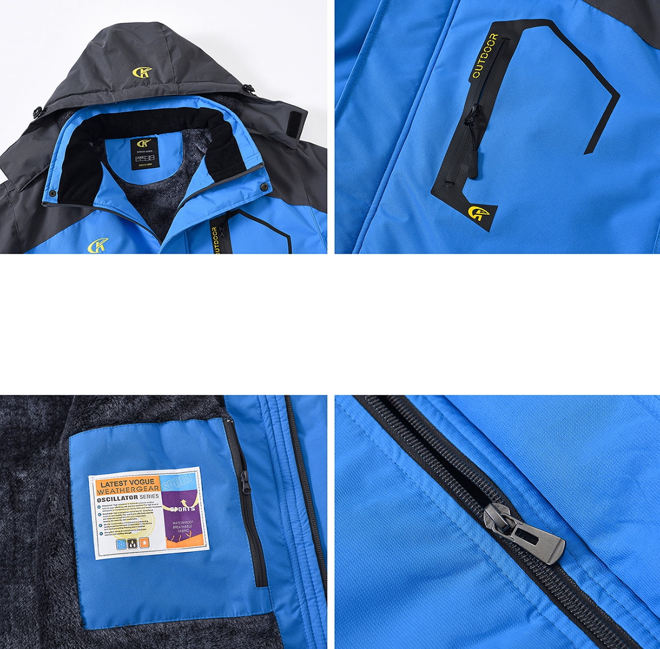 Tyhengta Men's Waterproof Ski Jacket Warm Winter Snow Coat Mountain Windbreaker Hooded Raincoat Blue XXL