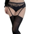 thumbnail image 3 of Women Floral Lace Garter Belt Plus Size Mesh Suspender Belt Set Metal Clip For Thigh Highs Womens Sheer Tights Tights for Women Sheer Tights for Women with Pattern Thermal Stockings for Women Lined, 3 of 3