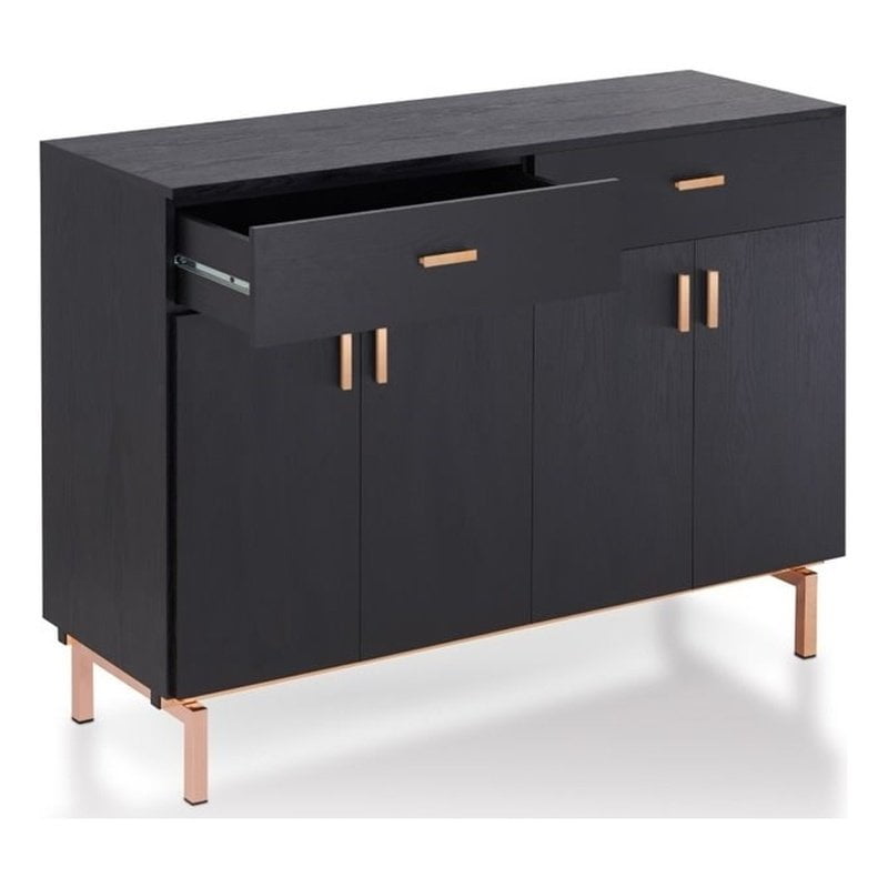 Furniture of America Coloma Wood 2Drawer Buffet Server in Black and