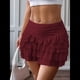 thumbnail image 4 of Faldas Vaporosas para Mujer, Faldas Pantalón con Volantes y Lazo, Minifaldas de Cintura Alta para Adolescentes, Faldas Pantalón de Tenis para Verano Vino Tinto M, 4 of 8