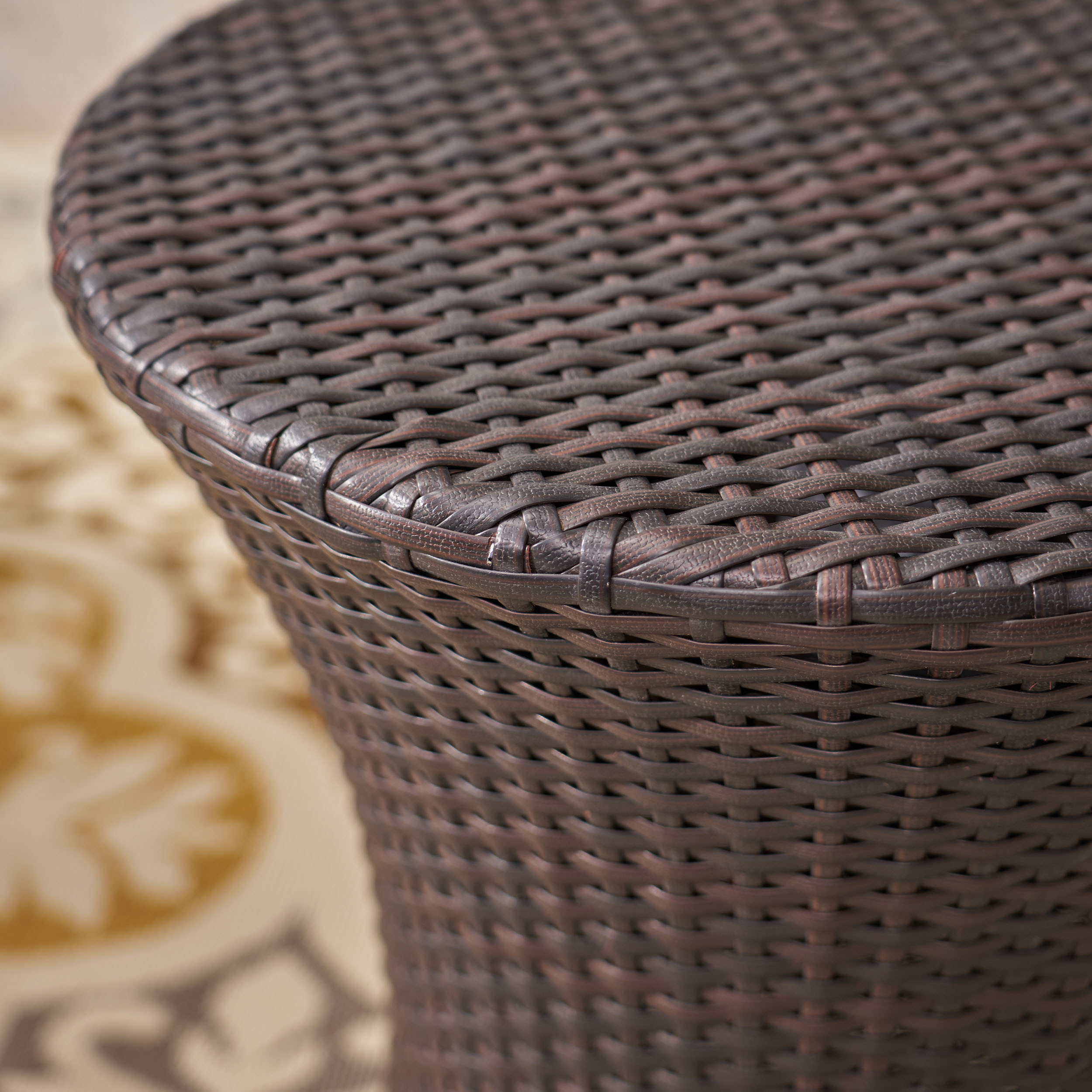 Ella Outdoor 3 Piece Wicker Chat Set with Cushions, Multibrown, Beige