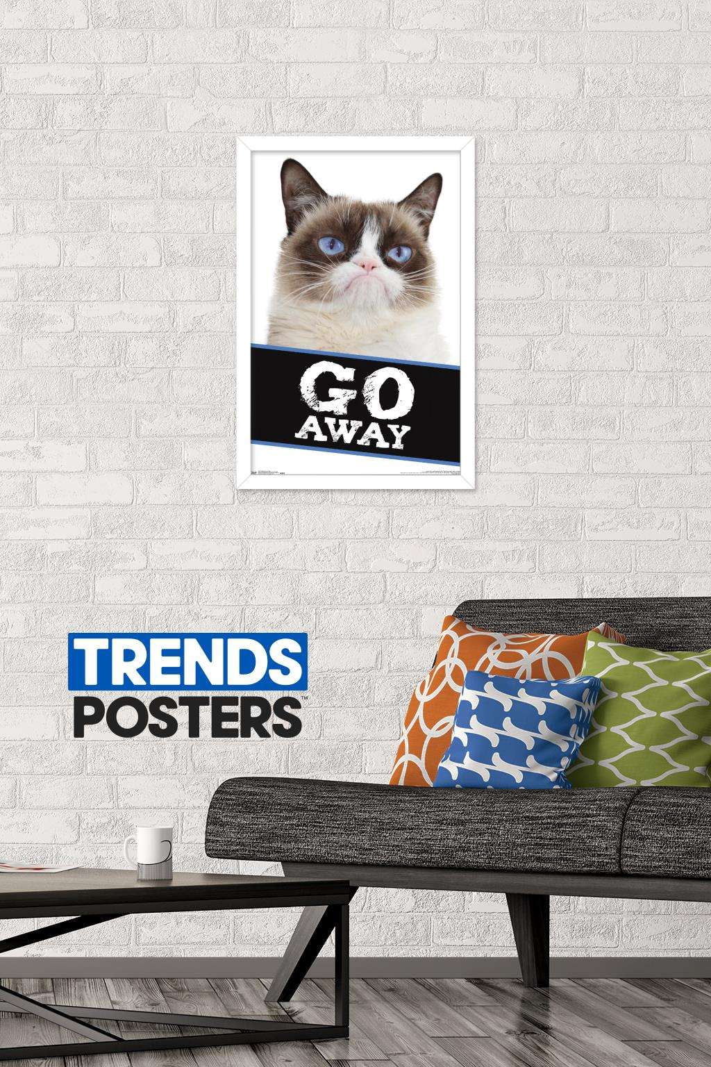 Grumpy Cat - Go Away Wall Poster, 14.725" x 22.375", Framed