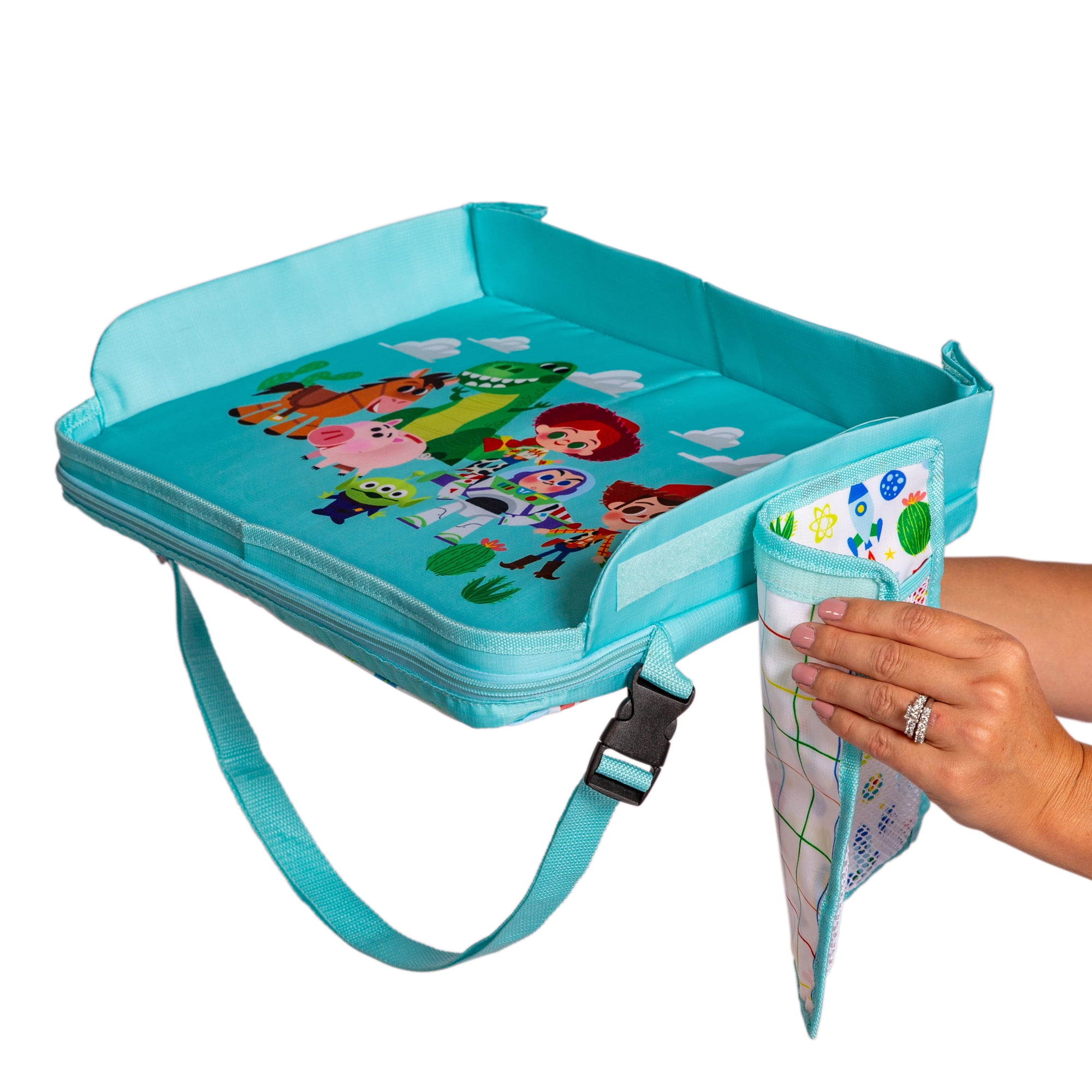 Disney Baby by J.L. Childress 3-IN-1 Kids Travel Tray & Tablet Holder - Car Seat Lap Tray Desk for Toddlers, Road Trip Essentials - Toy Story