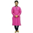 thumbnail image 2 of Atasi Designer Men's Party Wear Pink Kurta Pyjama Set Long Dupion Shirt-Small, 2 of 7