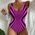thumbnail image 1 of Maillot de Bain une Pièce pour Femmes Imprimé Rayé Élégant, 1 of 5