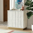 thumbnail image 1 of CosmoLiving by Cosmopolitan Rene Scalloped Accent Cabinet, White Faux Marble and Golden Bronze, 1 of 8