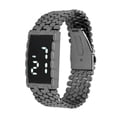 thumbnail image 1 of LED Watch Double Open Stainless Steel Buckle Metal Strap Rectangular Dial Digital Wristwatch for Outdoor Activities Black, 1 of 14