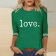 thumbnail image 1 of TaTaai Women's Valentine "Love"- Print 3/4 Sleeve Round Neck Loose T-Shirt, Valentine's Day Gift, Casual Daily Home Work Top Gift, 1 of 5