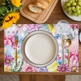 thumbnail image 4 of Easter Flowers Placemats Set of 6, Watercolor Pink Floral Eggs Purple Plaid Placemats for Dining Table, Place Mats for Kitchen Tabletop, Waterproof Wipeable Dining Table Mats Set, 4 of 9