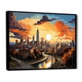 thumbnail image 2 of Designart "Atlanta Popart horizon III" Cityscapes Floater Framed Wall Art Living Room, 2 of 7