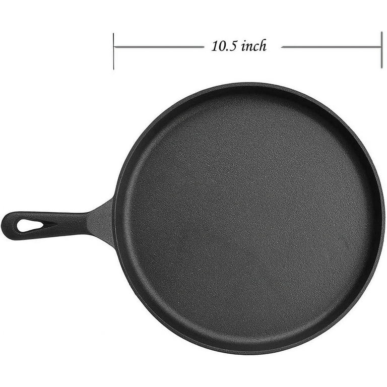 Lodge Cast Iron Round Griddle with Red Silicone Hot Handle Holder,  10.5-inch