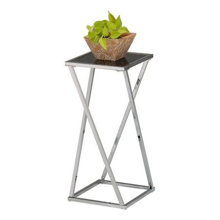 Chrome Metal Black Gl 12 Inch Square Accent Side End Plant Chrome Metal Black Gl 12 Inch Square Accent Side End Plant Stand Display Table