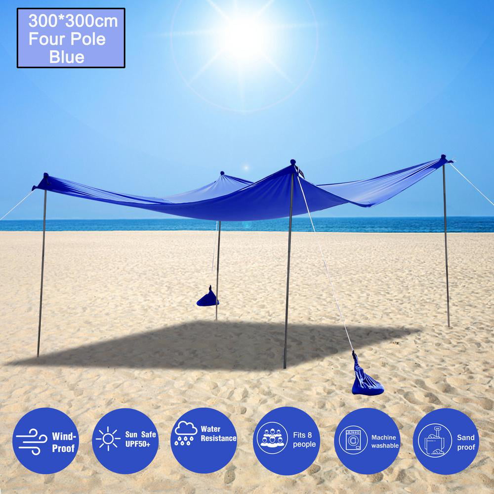 10'x10' Beach Tent Sun Shade Shelter 4-6 Person, Upf50+ Park Camping  Fishing Pop Up Canopy w/ Storage Bag, 4 Sandbags, 4 Wind Ropes, for Kids,  Adults,Family (Four Bars-Blue) - Walmart.com