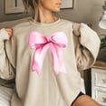 thumbnail image 3 of Pink Bow Watercolor Coquette Print Sweatshirt, 3 of 7
