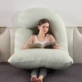 thumbnail image 6 of TOPCHANCES Pregnancy Pillow, J-Shape Full Body Maternity Pillow for Side Sleeping with Removable Cover, 27 * 57inch, Light Green, 6 of 18