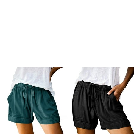Wijhcboe 2 Pack Womens plus Size Boy Shorts Underwear for Women Shorts Cotton High Elastic Women s Boy Short Panties Waisted Pleated Ruffle Cute Shorts Beach Flowy Casual Women Shorts Women Shorts f