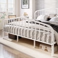 thumbnail image 3 of Amolife King Size Metal Platform Bed Frame with Victorian Vintage Headboard & Footboard, White, 3 of 9