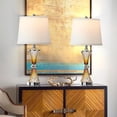 thumbnail image 7 of Tacoday Set of 2 glass table lamps for living room with 2 USB ports, 3-level adjustable touch bedroom light, modern brown amber nightstand light with 2 LED bulbs, perfect for modern style decoration., 7 of 7