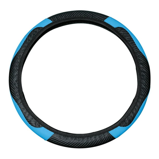 38cm Car Steering Wheel Cover PU Leather Anti-slip Elastic Comfortable Smooth Universal Black Blue