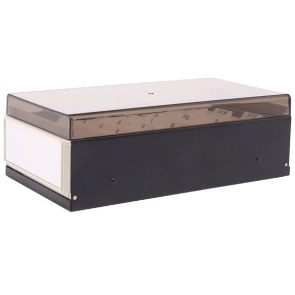 Business Card Holder, Large Capacity 600 Card Desktop Business Card Case, Clear Lid, A-Z Index Organizer, Professional Office Supplies for Business Cards, Black Plastic