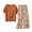 Brown, variant on Runfenguu Crotchless Lingerie Outfits Women' Casual Loose Print Short Sleeve V-Neck Blouses Pants Sets
