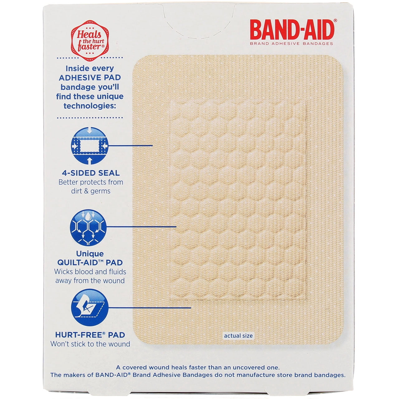 Band-Aid Brand Tru-Stay Adhesive Pads, Large Sterile Bandages, 10 ct (Pack of 4)