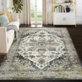 thumbnail image 2 of HOMERRY Area Rug 5' x 7' Washable Bohemian Area Rug Indoor Medallion Area Rugs Non-Slip Floor Cover for Living Room Bedroom Kitchen, Gray, 2 of 5