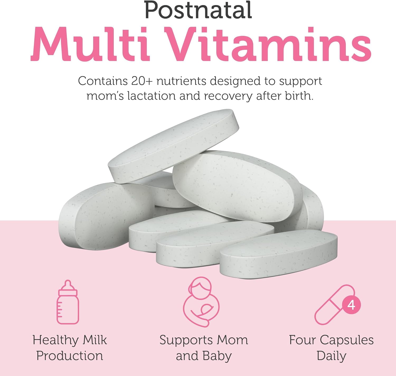 Zahler Postnatal Vitamins for Women, Lactation Supplements Breastfeeding Support, Milk Thistle & Fenugreek, Raspberry Leaf, 120 Tablets, Breastfeeding Supplement