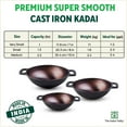 thumbnail image 2 of Super Smooth Cast Iron Kadai For Deep Frying | Small, 20.3cm, 8 Inch, 1.3 Liters, 1.8kg | Naturally Nonstick, Pre-seasoned Kadhai, 100% Pure & Toxin-free, No Chemical Coating, 2 of 5