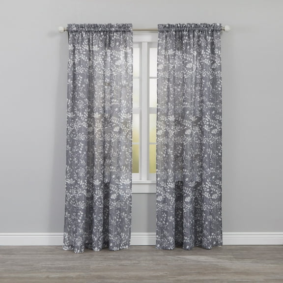 Brylanehome Charlotte Rod-Pocket Panel - 52I W 84I L, Grey Window Curtain