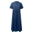 thumbnail image 4 of TJAZFJPA Robe Portefeuille Femme Couleur Unie Col en V Manches Courtes Robe Longue Décontractée Ample Robe Chemise Robes pour Femmes, 4 of 5