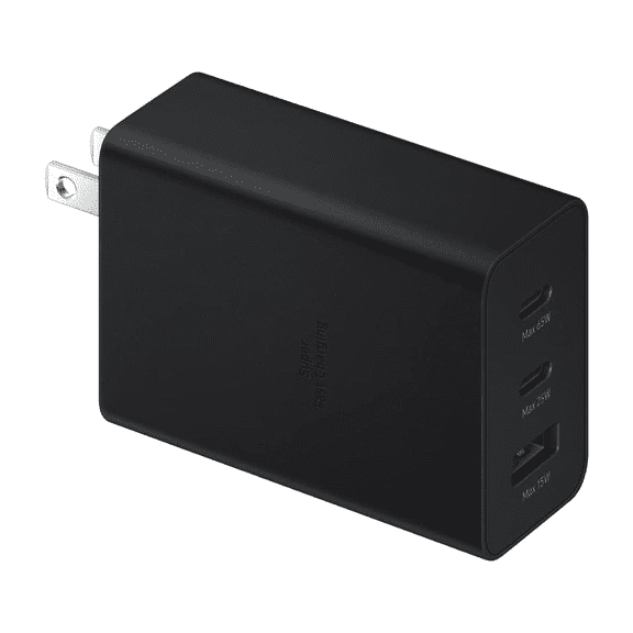 Eeyueer 65W GaN 3-Port USB C Fast Charger 2xUSB-C USB-A PD Quick Charging Compatible with MacBook Pro iPhone 17 16 Samsung S26 S25 S24 Laptops Tablets USB C Devices 65W