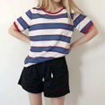 thumbnail image 2 of DHFJKG Womens Tops Striped Color Block Short Sleeve T Shirts Crewneck Casual Loose Fit Basic Tee Shirt Summer Stylish Tops, 2 of 7