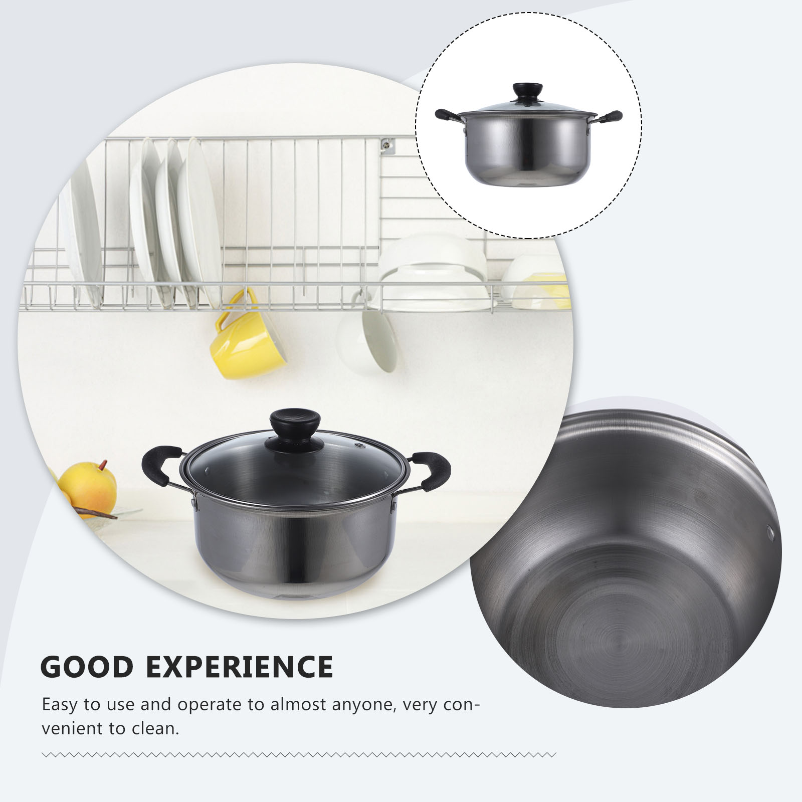 1pc Stainless Steel Soup Pot Multifunctional Pot Practical Hot Pot with Glass Lid