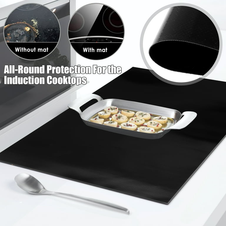 Large Induction Mat Stove Protector Liner Under Induction Pans While  Cooking, No More Scratches, Dirt, Cleaning Wasted Time, Heat Resistant  260C, Fast Clean, Easy Cut Fit Induction Roll Size (63x21)