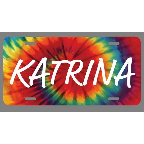 Katrina Name Tie Dye Style License Plate Tag Vanity Novelty Metal | UV Printed Metal | 6-Inches By 12-Inches | Car Truck RV Trailer Wall Shop Man Cave | NP1437