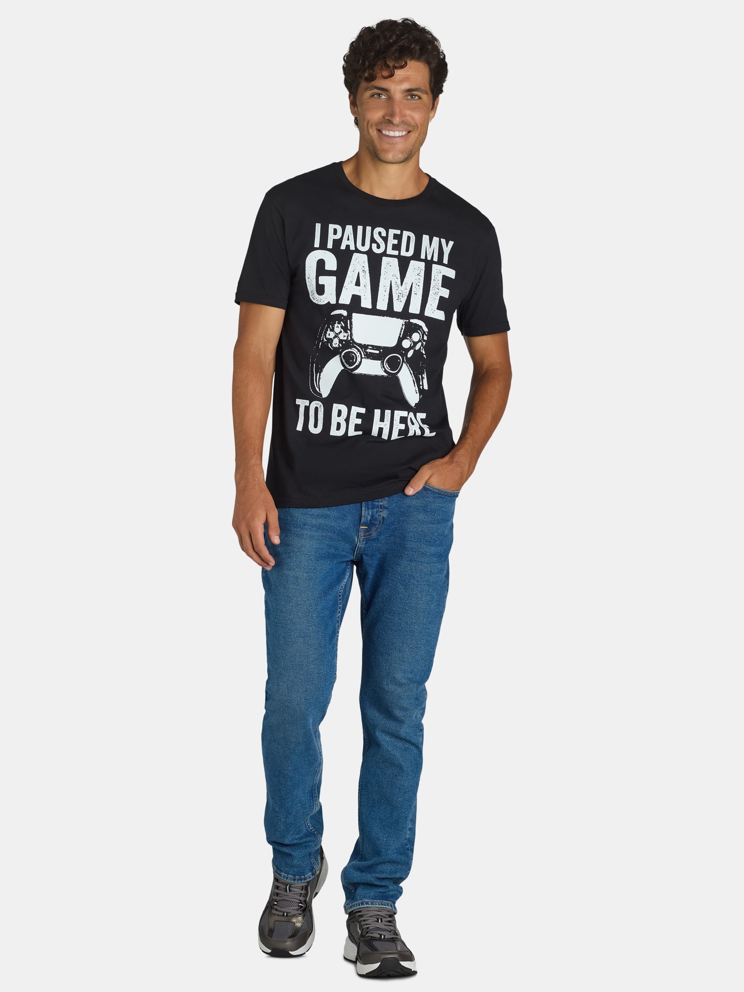 Paused My Game Men's & Big Men's Graphic Tee with Short Sleeves, Sizes S-3XL