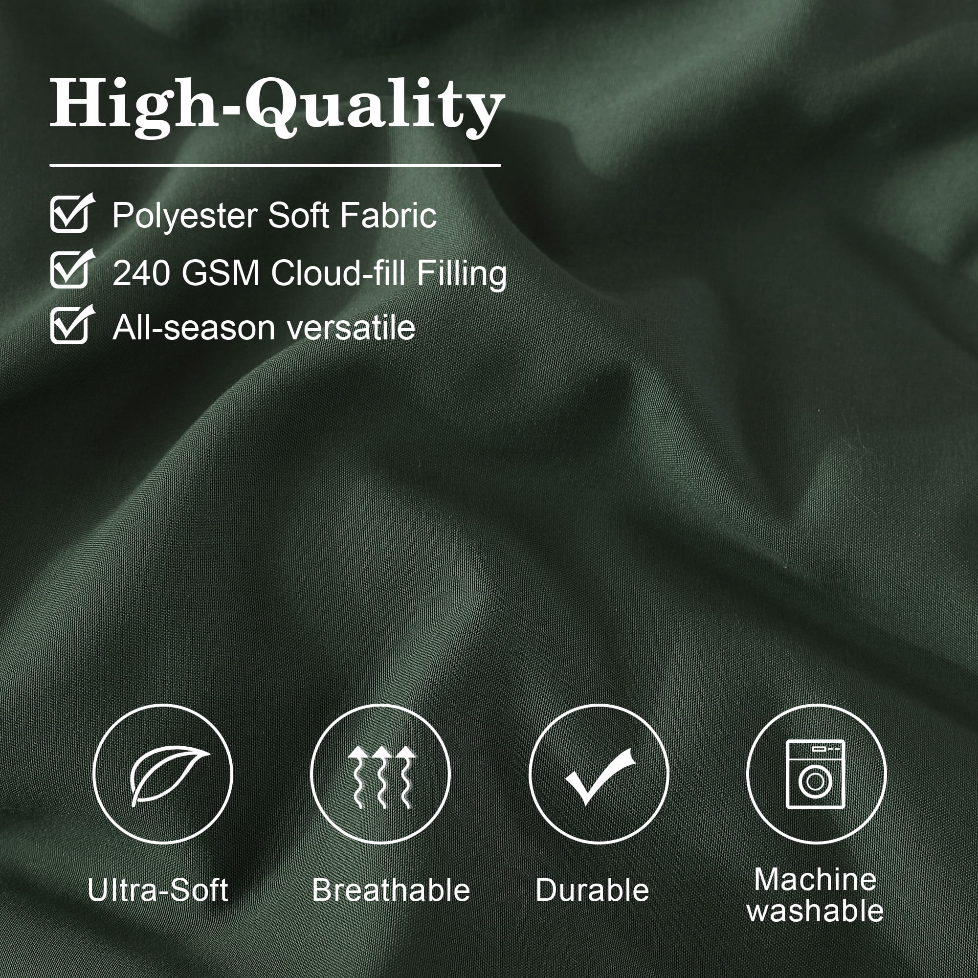 Amberspace 7-piece Bed in a Bag Comforter Set with Sheets,Dark Green,King