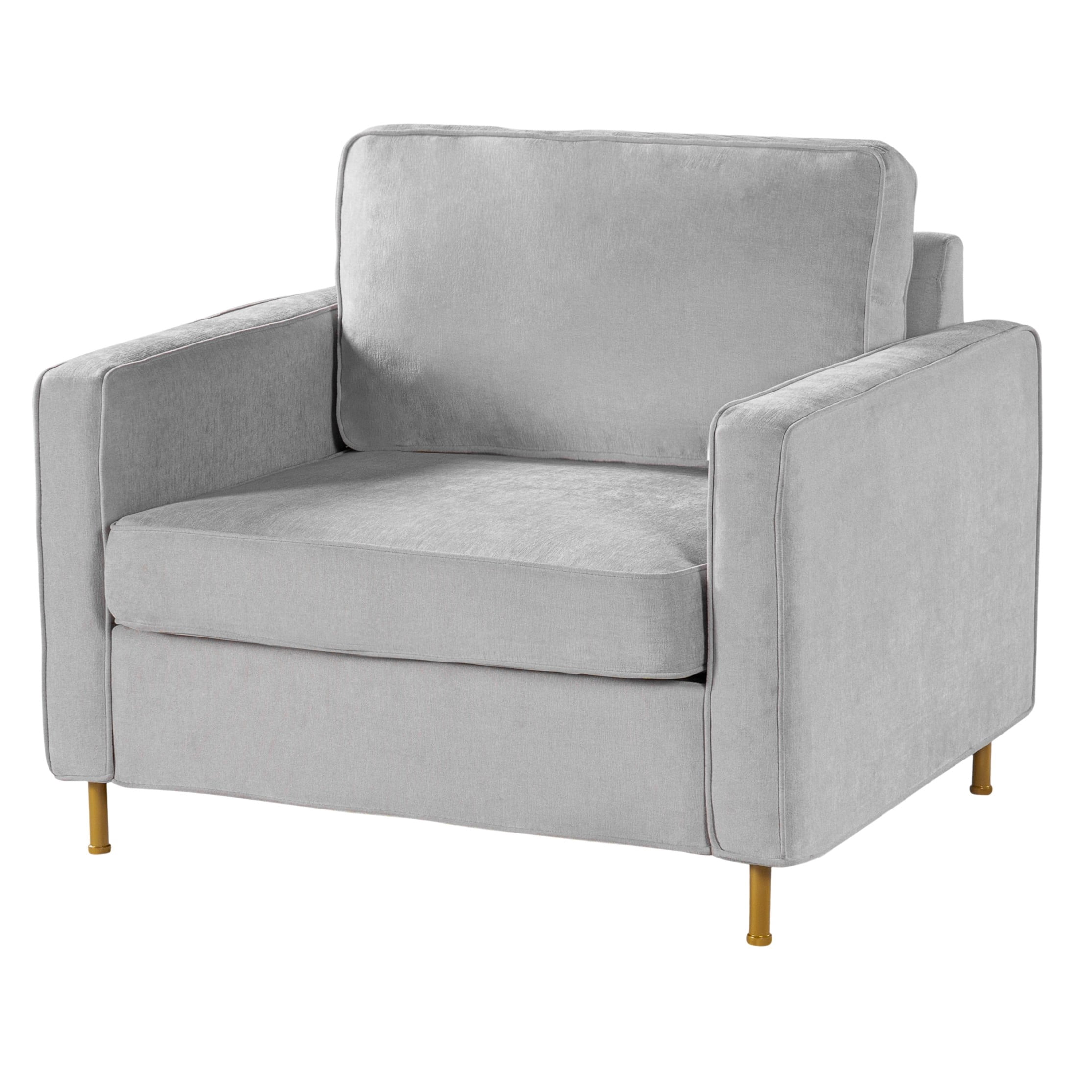 Christopher Knight Home Modern Chenille Upholstered Single Sofa with Square Arms, Pillow Back, Light Gray