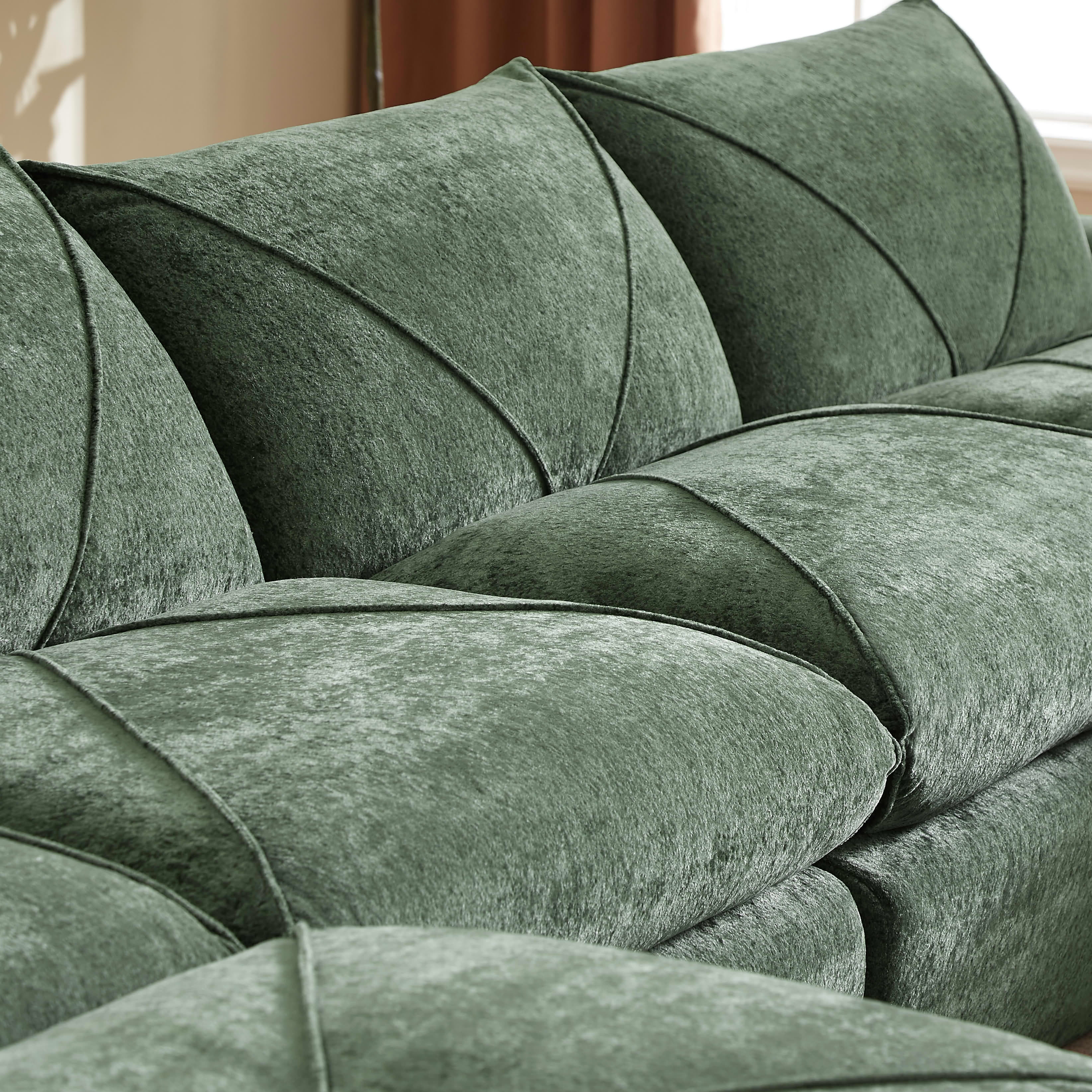 MAYEERTY 153" Green Chenille Oversized U-Shaped Modular Sectional Sofa, 300lbs Spring Support for Living Room