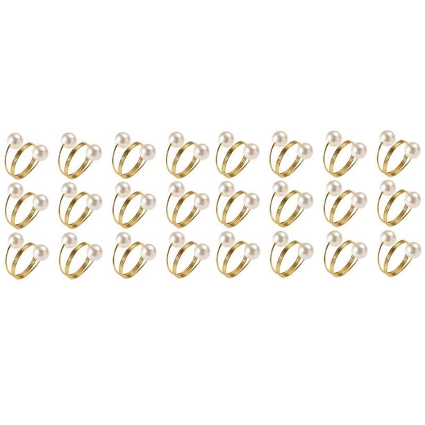 Servilleteros de 24 Piezas con Doble Perla, Servilleteros, Hebilla de Servilleta para Recepción de Bodas, Festivales